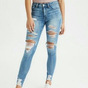 high rise american eagle destroyed jeggings